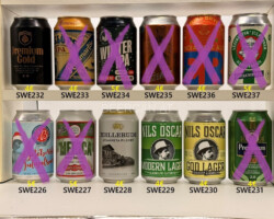 SWE226-237 Majornas Bryggeri Göteborg ejöleljossk Julapilsner Starköl, Göteborgs Merica Hoppy Pale Ale, Melleruds Utmärkta Pilsner, Nils Oscar Modern Lager, Nils Oskar God Lager, Premium Lager, Premium Gold, Remmaslöw APA, Sigtuna Brygghus Winter IPA, Sir Taste-A-lot, S:T Eriks Bryggeri India Pale Ale, Västkustsk Julpilsner Hantverksöl, Swedish beer cans, swedisch beer can collector, Schweden Bierdosen, swedish craft beer cans, swedish beer can collector, Bierdosen Museum