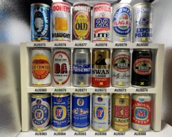 AUS563-580 Fosters Lager Export, Fosters Lager Premium Quality Beer, Fosters lager World Expo, Fosters Light, KB Lager 375ml, Melbourne Bitter Can, Red Centre Lager Beer, Reschs DA Dinner Ale, Reschs Pilsener, Swan Lager Export, Swan Lager , Schwan Export lager, Tasmanian Lager Beer, Tooheys Draught, Tooheys Old Hunter, Tooheys 2.2 Lite, Tooheys Flag Ale Draught Brewed, Tooheys Export Pilsener, Australian Beer Can Collection, ABCCA, Beer Can from Australia, Australian Craft Beer Can