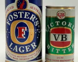AUS581-582 Foster´s Lager 750ml , 25 Fl. Oz, Victoria Bitter 375ml Steel Can, old Australian Steel Cans, ABCCA, Australian Beer Can Collecttor, Bierdose Australien, Beer Can Collection Australia