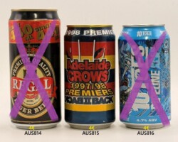 AUS814-816 Regal Lager Beer 440ml Giant, Adelaide Crows 1997/98 Premiers Back ii Back, 10 Totes Pipeline Pale Ale, Australia Craft Beer Can, ABCCA, Australien Beer Can collectors, Australische Bierdose, Beer Can Museum Austria