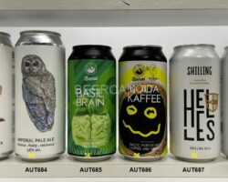 AUT683-688 Bevog Rufous Hare Wallaby Oat IPA, Bevog Northern Spotted Owl Imperial Pale Ale, Bierol Basil Brain, Bierol Koida Kaffee, Shilling Helles, Shilling Granat, Bierdosen aus Österreich, Austrian Beercans, Beer Can Collector Austria
