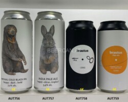 AUT756-759 Bevog  Sun Bear Imperial Cold Black IPA (strong limited) Paper Label 0,5l,  Bevog Pygmy Rabbit IPA (strong limited) Paper Label 0,5l, Brauton Radifoabrik IPA Paper Label 0,44l, Brauton Back from Space Pale Ale Paper Label 0,44l, Bierdosen Österreich, Bierdose 2024, Beer Can Collector Austria, Bierdosensammler Österreich