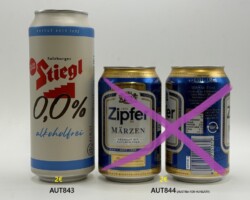 AUT843-844 Stiegl 0,0% alkoholfrei 500ml 2025, Zipfer Märzen 330ml Export for Hungary 50ft, Beer Can Collector Austria, Austrian Beer Can Museum, Bierdosenmuseum Österreich, neue Österreichische Bierdose