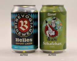AUT932-933 Bevog Helles Export Lager 0,33, Bierol Schafehax IPA 0,33, Austrian Craft Beer Cans, Österreichische Bierdosen Bierol, BEvog, Bierdosenmuseum Österreich, Beer Can Museum Austria