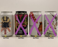 AUT962-965 Bierol Sommer Bier3,5%, Hazy The Joint Series Vogelsang x Hopfen & Malz Collab, Vogelsang Ribisco, Vogelsang Bienen Fresser 0,33ml Austrian Beer Can Collector, Beer Can Museum Munderfing