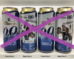 BCS009 BITBURGER ALKOHOLFREI FUSSBALLEDITION (2016) 2 CAN SET GERMANY 8 EURO beer can set collection