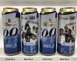 BCS009 BITBURGER ALKOHOLFREI FUSSBALLEDITION (2016) 2 CAN SET GERMANY 8 EURO beer can set collection