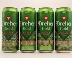 BCS126 DREHER GOLD LIMITED CHRISTMAS EDITION 4 CAN SET HUNGARY (2025) 20 EURO Beer Can Set, Beer Can Collection Hungary, Beer Can Museum Austria