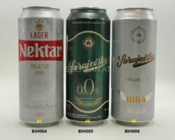BIH004-006 Nektar Lager Svijetlo Pivo, Sarajevsko 0,0%, Sarajevsko Svijetlo 1864, Bosnia Herzegovina beer can, Bierdose Bosnien, Beer Can Collector, Bierdosensammlung OC/OC