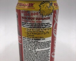 CCC308 Play Red Hot Summer Edition 1995 UK 2 EURO Coke Can Collection, Coke Can Collector, Cola Dosen Sammlung