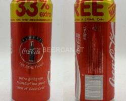 CCC653 Coca Cola Always Real Thing Edition 33% Extra Free 500ml New Zealand for Australia 3 EURO Coke Can Collection New Zealand, Australian Coke Can Collector