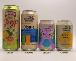 CRO081-084 Ozujsko Okus Grejp, The Garde Brewery Obala New England Pale Ale 440ml, More Pale Ale, Zora Pilsner, Croatian Craft Beer Cans, Beer Can Croatia, Kroatische Bierdosen, Beer Can Museum Austria