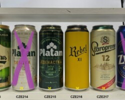 CZE213-218 Hubertus Premium pivovar Kácov, Platan Desitka, Platan Jedenctka, Rebel XI, Staropramen 12, Zubr Classic, 500ml Czech Beer cans, beer can collection Czech, Tschechische Bierdose