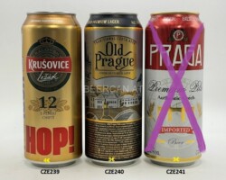 CZE239-241 Krusovice Leziak 12 HOP!, Old Prague Export Can, Praga Premium Pils Authentic Czech, Czech beer cans, beer can collection Czech, Tschechische Bierdose