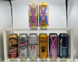 CZE276-283 Brenzna Lezak, Bruncvik Svetle Vycpni, Budvar 33 Edition Can, Gepard Svetly Ale, Destika 10, Mustang 12 Horky, Old Prag Wheat Beer, Primator Mother in Law, Czech beer can, Czech beer cans, beer can collection Czech, Tschechische Bierdose, Bierdosenmuseum Österreich, Beer Can Museum Austria