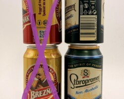 CZE316-317 Breznak Lezak Svetly, Staropramen Non Alcoholic 330ml Export Cans for Sweden, Czech beer can, Czech beer cans, beer can collection Czech, Tschechische Bierdose, Bierdosenmuseum Österreich, Beer Can Museum Austria