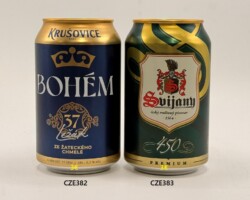 CZE382-383 Krusovice Bohem 37 Lezak, Svijany 450 Premium 330ml, Czech Beer Can Collection, Bierdose aus Tschechien, Bierdsoenmuseum Munderfing, Beer Can Museum Austria