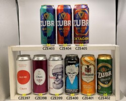 CZE397-405 Obora New England Session IPA ALE.NE, Obora Wine Ale, Obora Special Porter, Primator Mother in Law Free, Svijany, Zubr Gradus 12, Zubr Gral 10, Zubr Grand 11, Zubr Grand 11 Oktagon Limited Edition, Czech Craft Beer Can, Czech Beer Can Collection, Bierdosenmuseum Österreich
