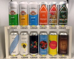 CZE418-429 Obora Psenka, Obora Art of Hop, Obora Fruit, Obora Nealko Sour Ale, Obora Punk IPA, Obora Wine Barrel Aged Fruit Intuition, Postrizinske Svetle VYCEPNI, Postrizinske Svetle Lezak, Postrizinske Svetle Nealko Svetle, Zichovec Krahulik 11, Zichovec 12 Mosaic, Zichovec 15 Hotline, Czech Craft Beer, beer can collector from Czech Republic, Bierdosenmuseum Munderfing