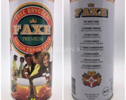 DEN091 Faxe Bermium 1 liter beer can Faxe macht die Musik! Danish 1 liter beer can, beer can collector