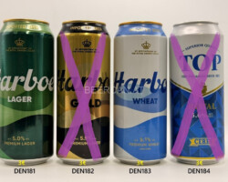 DEN181-184 Harboe Lager, Harboe Gold, Harboe Wheat, Ceres TOP Premium Beer Royal, Danish 500ml beer cans, Beer Can Collector, Bierdose Dänemark, Bierdosensammler, Beer Can Museum Austria, Bierdosenmuseum Austria