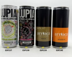 ESP237-240 Lupia Herbal Nugget Slim Can, Lupia Floral Magnum Slim Can, Arriaca Cervezas Porter, Arriaca Cervezas Session IPA, Spanish beer can collection Bierdosen Spanienl beer can Spain, Spanish beer can collector, cans Spain, beverage can Spain, lata de cerveza españa, coleccionista de latas de cerveza española, latas españa, lata de bebida españa