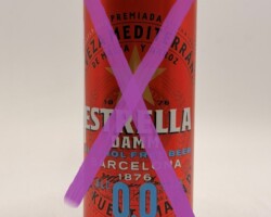 ESP271 Estrella Damm 0.0 Alcohol Free Beer Barcelona, 50cl, Spanish Beer Can Collector, Bierdose Spanien, Bierdosenmuseum Munderfing