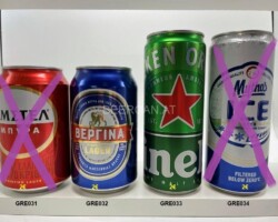 GRE031-034 Amstel, Beptina lager, Heineken, Mythos Ice Slim can, Greek beer can collection, beer cans from Greek, Bierdosensammlung Griechenland, Greec beer can Collector