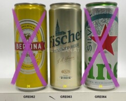 GRE062-064 Beptina Radler, Fischer Pilsener Beer, Heineken Silver 330ml sleek cans Greece, Greece Beer Cans, beer can collection greece, Griechische Bierdosen