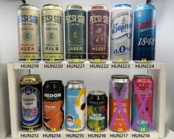 HUN213-224 Hofbräu Lager, Hedon Charlie, Hedon Helmut, Horiziont Hop Session, Pecsi APA, Pecsi Radler Premium, Pecsi Sör Buza, Pecsi Sör Pils, Pecsi Sör Lager, Pecsi Sör Meggy, Soproni 0, 0, Szabor Alkoholfree 1848, Hungarian Craft Beer, Beer Can Collector Hungary, Ungarische Craft Bierdose, Bierdosenmuseum Österreich, Beer Can Museum Austria