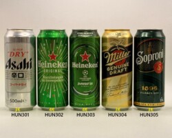 HUN301-305 Asahi Super "Dry" Brewed in Hungary, Heineken Original Koccintsunk az ünnepekre!, Heineken Champions League Final Budapest 26, Miller Genuine Draft Brewed in Hungary, Soproni 1895 Vilagos Sör, Hungarian Beer Can Collection, Hungary Craft Beer Can, Beer Can Museum Austria