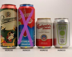HUN330-333 Staropramen Promocio Idotartama: 2026.07.30.-2026.09.30., Soproni 0.0% Balatoni Nyar Görögdinnye-Lime, Budweiser Budvar Czech Lager Brewed in Hungary, Easy Lime 3,5% Vol, Hungarian Craft Beer Cans, Beer Can Collection Hungary, Bierdosenmuseum Munderfing