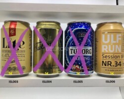 ISL003-006 Gull Lite, Tuborg Gold, Tuborg Julebryg, Ulf Run Session IPA Nr. 34, Iceland beer can collection, beer from Iceland, Iceland beer can collector