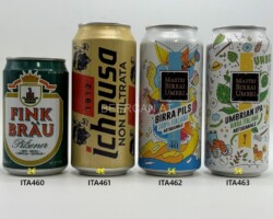 ITA460-463 Fink Bräu Pilsener, Ichnusa Non Filtrata, Mastri Birrai Umbri Birra Pils, Mastri Birrai Umbri Umbrian IPA, Italian Craft beer cans, Lattine di birra artigianale italiana, collezionisti di lattine di birra, birra artigianale Italia, Italienische Craft Bier Dosen