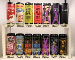 ITA600-613 Birra Amiata Sex a Pils, Weiss Mier Weissbier, Electric Shock 310 Volts, Out of the Cage, Vergin Hell, Funky Fluid Cmon di Fragolu, Busa del Brignati FeeNo Me-Nale, Ca´Del Brado Aperitivo Hugo Inspired Sour Ale, Ca´Del Brado Aperitivo Spritz INspired Sour Ale, Spectro Dry Stout, Elvo Garanzia, Elvo Schwarz, Italian Beer Can Collection, Italian Craft Beer Cans, Beer Can Museum Munderrfing