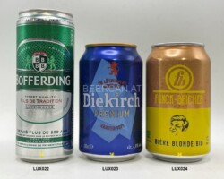 LUX022-024 Bofferding Pils de Tradition 330ml Sleek Can, Diekirch Premium 330ml, Funck-Bricher Biere Blond Bio, , Luxembourg beer can collection, beer can Luxembourg