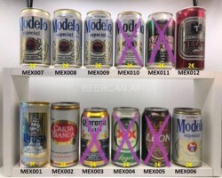 MEX001-012 Mexican beer cans Brisa, Carta Blanca, Corona Extra, XX Dos Equis, Leon, Modelo Especial, Sol Cerveza Tecate beer can collection, Beer Can Collector, Cerveza Mexico