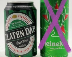 MKD002-003 Zlaten Dab Premium Beer, Heineken Champions LEague 2021-2022 0,33 Slim Can, Beercans from North Macedonia