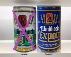 NAM001-002 Windhoek Lager Steel Can, Windhoek Export The Premier Beer, Beer from Namibia, beer cans Namibia, beer can collector Namibia, Bierdosen Namibia