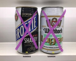 NAM003-004 Frostie Beer Shandy, Windhoek Lager Steel can,  Beer from Namibia, beer cans Namibia, beer can collector Namibia, Bierdosen Namibia