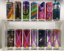 OCS001-014 tin collector, tin collection, can collection, energy drink collector, Monster Can Collection, Red Bull Can Collector