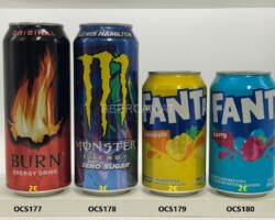 OCS177-180 Burn Energy Drink Original 50ml Romania, Monster Energy Zero Sugar Lewis Hamilton Edition 500ml, Fanta Pineapple 355ml USA, Fanta Berry 355ml USA, Energy Can Collector, Fanta Can Collector, Softdrink can collector, Energy Drink Dosen Sammlung,