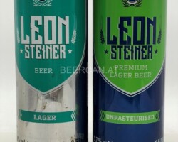 POL072-073 Leon Steiner lager, Leon Steiner Premium Lager Beer,  Polish beer can, Polnische Bierdose