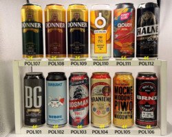 POL101-112 BG Serious Piwo 9,0%, Birbant Hero% Bezalkoholowei IPA, Bosman Full, Braniewo Jasne Pelne, Browar Jablonowo Mocne Miodowe Piwo , Brnx Beer Strong 7,2%, Donner Lager Beer, Donner Strong Beer, Donner Super-Strong Beer, Dziki Wschod TUU Grapefruit Session IPA, Funky Fluid Cloudy NEIPA, Halne Mocne 6,7%, Polisch beer can collection, Bierdosensammlung Polen, Polish craft beer can, bierdosenmuseum Munderfing