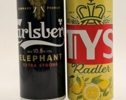 POL158-159 Carlsberg Elephant Extra Stong, brewed in Poland, Tyskie Radler for Export, Polish Beer Can collector, Bierdosenmuseum Österreich