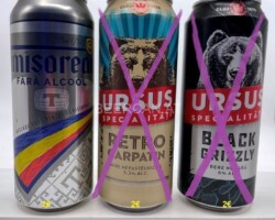 ROU028-030 Timisoreana Fara Alcool, Ursus Retro Carpatin, Ursus Black Grizzly beer can collection Romania, beer can collector