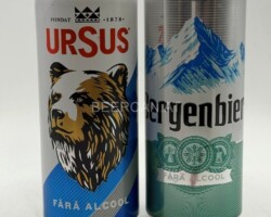 ROU073-074 Ursus Fara Alcool, Bergenbier Fara Alcool, beer can Romania, Beer Can Collector, Bierdosensammler Rumänien