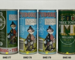 SWE176-181Tuborg Comic Can Straight Steel, Tuborg Comic Can Sweden Aluminium, Three Towns TT Mellanöl, original Crocodile Imported Beer from Sweden, Schwedische Bierdos, Beer Can Collector Sweden, Swedish Craft Beer Can 2024