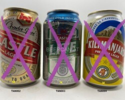 TAN002-004 Castle Lager, Castle Lite, Kilimanjaro Premium Lager Beer Can Tanzania