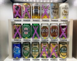 THA007-024 Carlsberg beer, Chang beer, Cang beer Scorpions, Heineken, Leo, Leo 7 Sexy Girls, Singha Gold, Singha Lager Beer, beer can Thailand